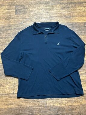 Nautica Men's Navy Quarter-Zip Long Sleeve Shirt